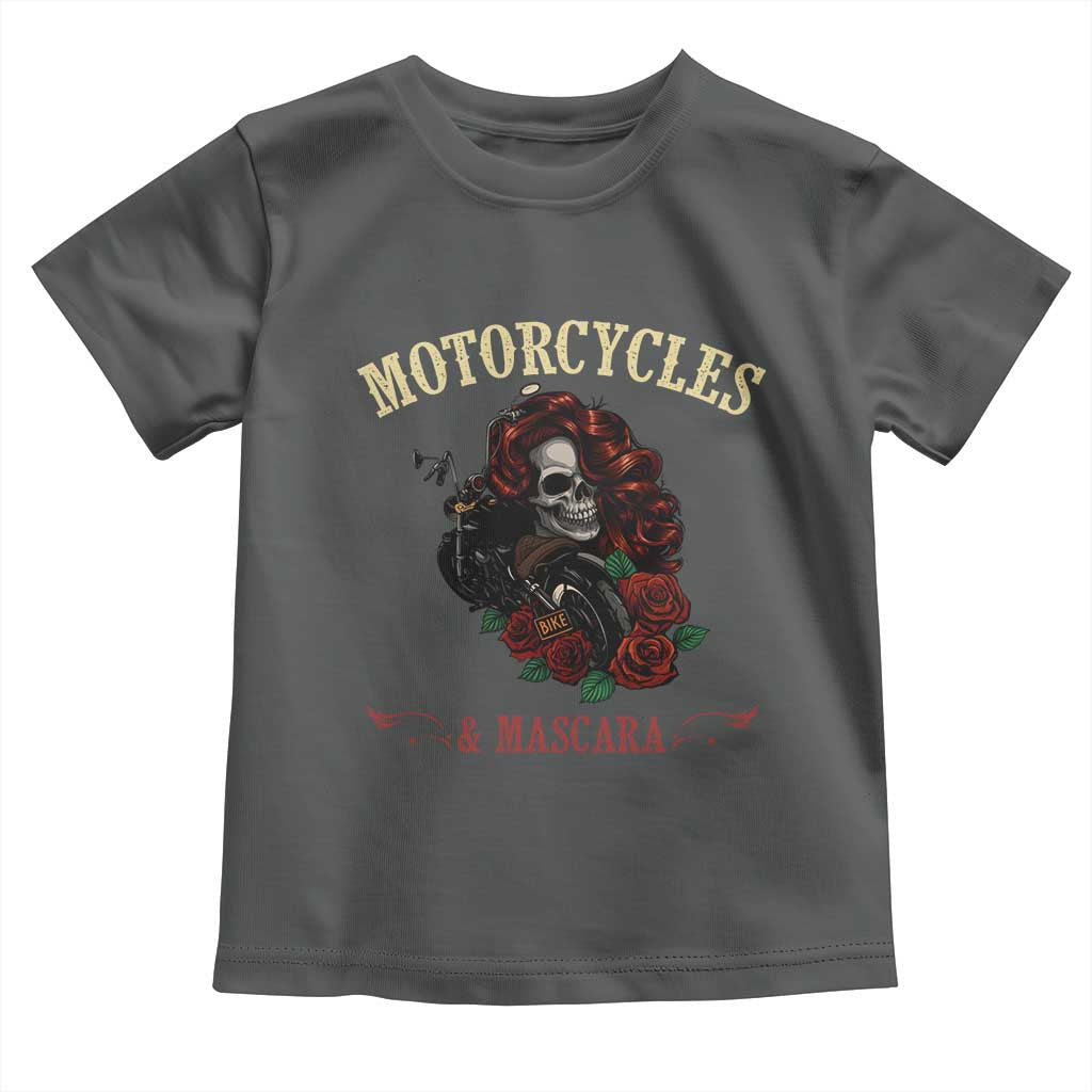 Skeleton Motorcycle Biker Toddler T Shirt Motorcycles And Mascara Roses TS14 Dark Heather Print Your Wear