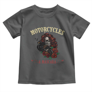 Skeleton Motorcycle Biker Toddler T Shirt Motorcycles And Mascara Roses TS14 Dark Heather Print Your Wear