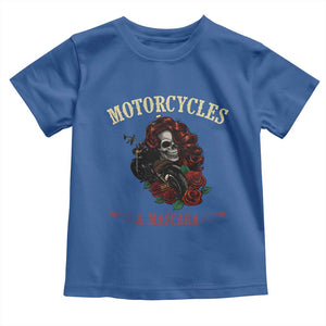 Skeleton Motorcycle Biker Toddler T Shirt Motorcycles And Mascara Roses TS14 Royal Blue Print Your Wear