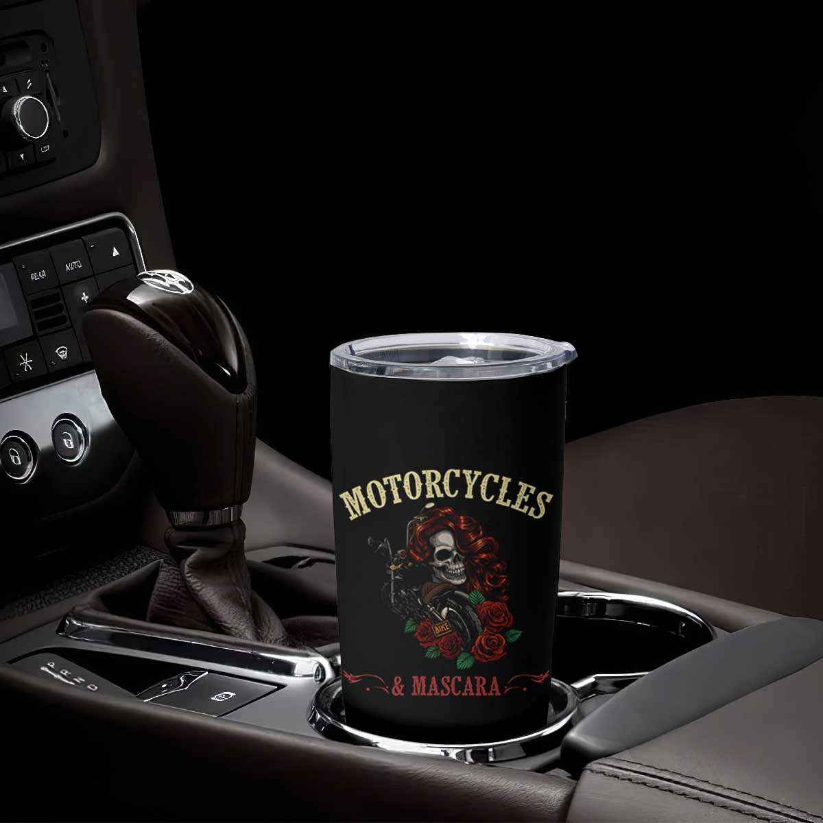Skeleton Motorcycle Biker Tumbler Cup Motorcycles And Mascara Roses TS14 Print Your Wear