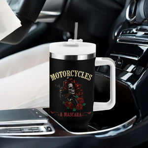 Skeleton Motorcycle Biker Tumbler With Handle Motorcycles And Mascara Roses TS14 Print Your Wear