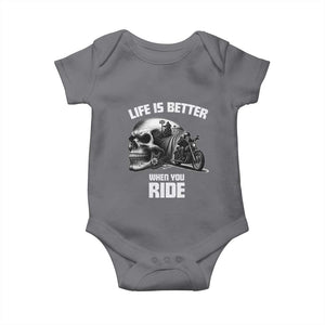 Funny Biker Skeleton Motorcycle Rider Baby Onesie Life Is Better When You Ride TS14 Charcoal Print Your Wear