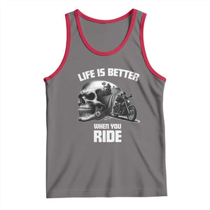 Funny Biker Skeleton Motorcycle Rider Tank Top Life Is Better When You Ride TS14 Deep Heather Red Print Your Wear