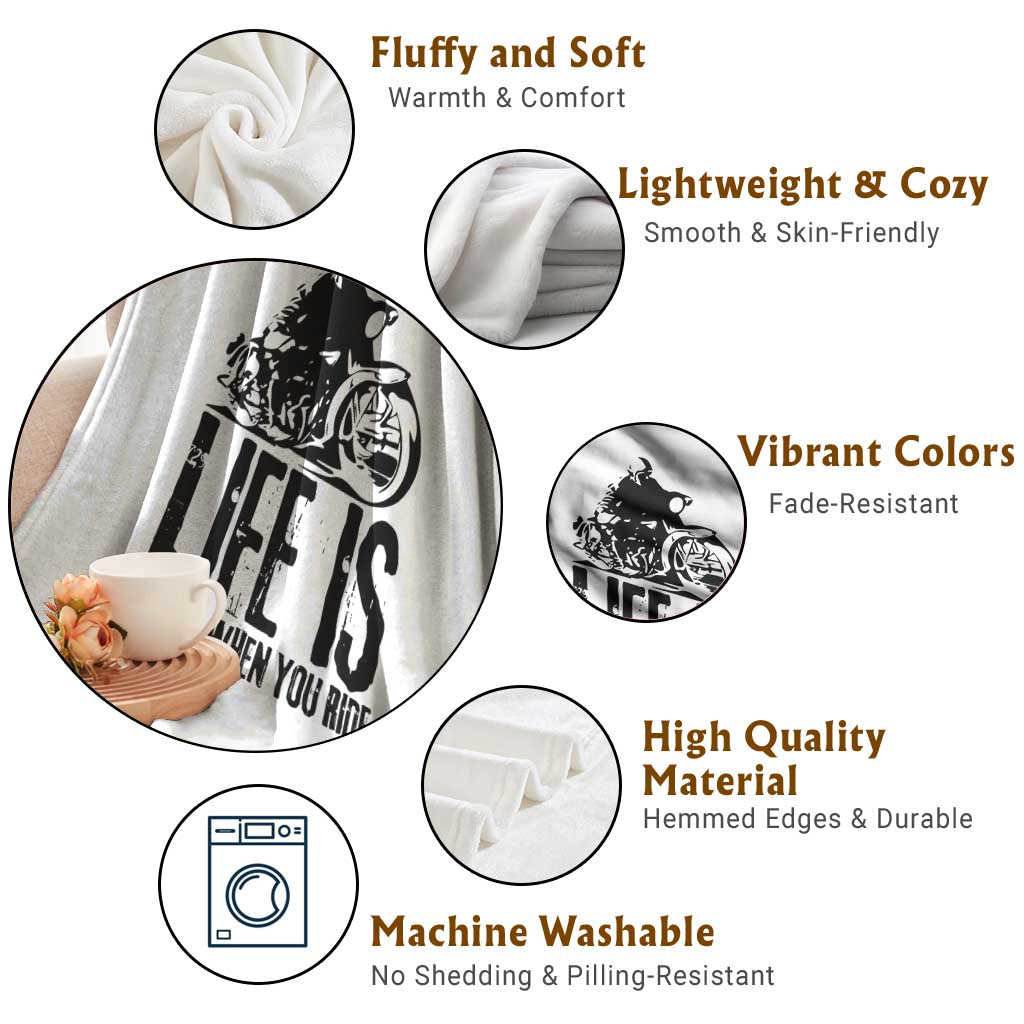 Funny Motorcycle Biker Throw Blanket Life Is Better When You Ride TS14 Print Your Wear