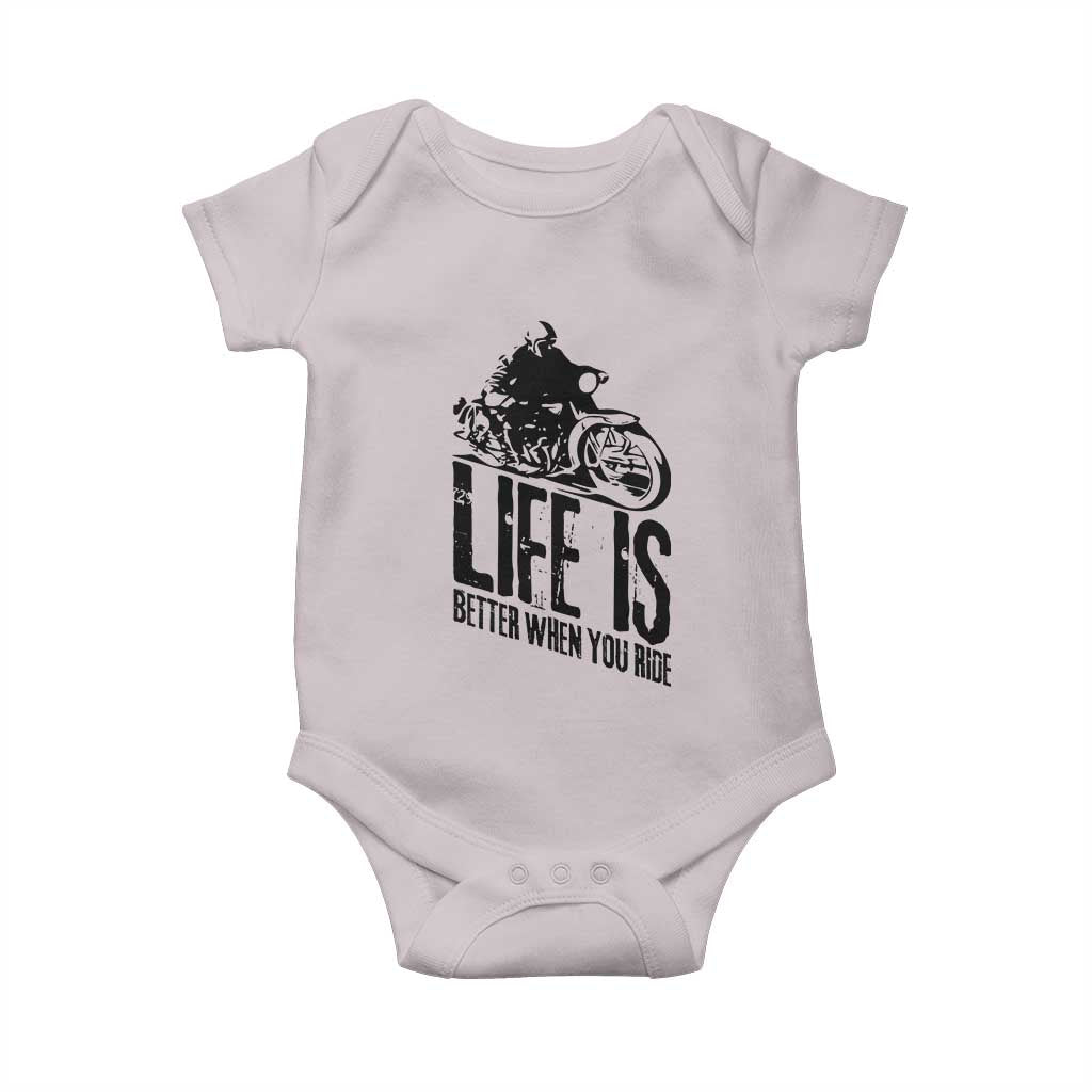 Funny Motorcycle Biker Baby Onesie Life Is Better When You Ride TS14 Ice Gray Print Your Wear