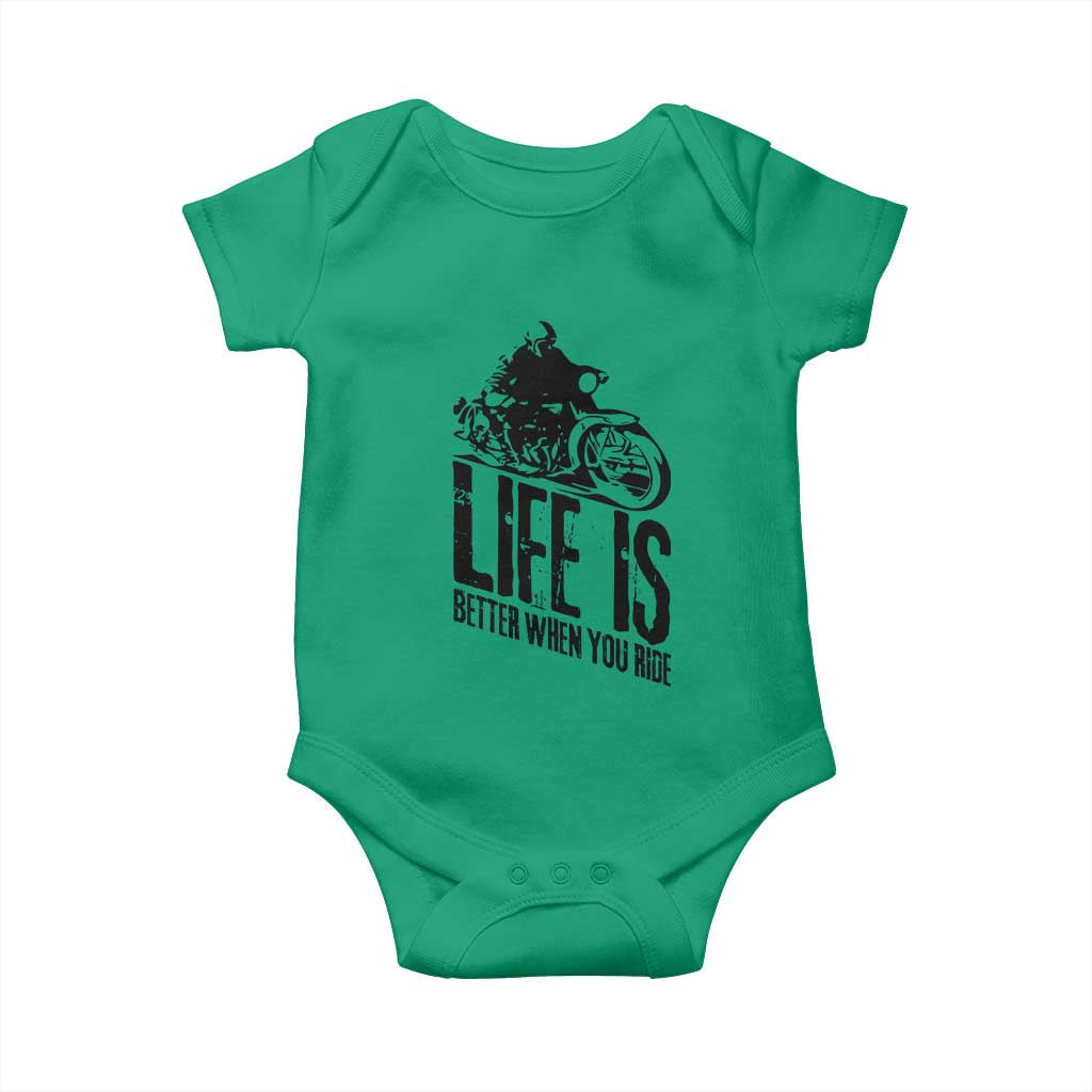 Funny Motorcycle Biker Baby Onesie Life Is Better When You Ride TS14 Irish Green Print Your Wear