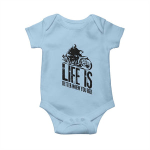 Funny Motorcycle Biker Baby Onesie Life Is Better When You Ride TS14 Light Blue Print Your Wear
