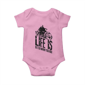 Funny Motorcycle Biker Baby Onesie Life Is Better When You Ride TS14 Light Pink Print Your Wear