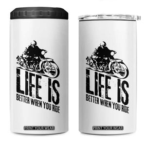 Funny Motorcycle Biker 4 in 1 Can Cooler Tumbler Life Is Better When You Ride TS14 One Size: 16 oz White Print Your Wear
