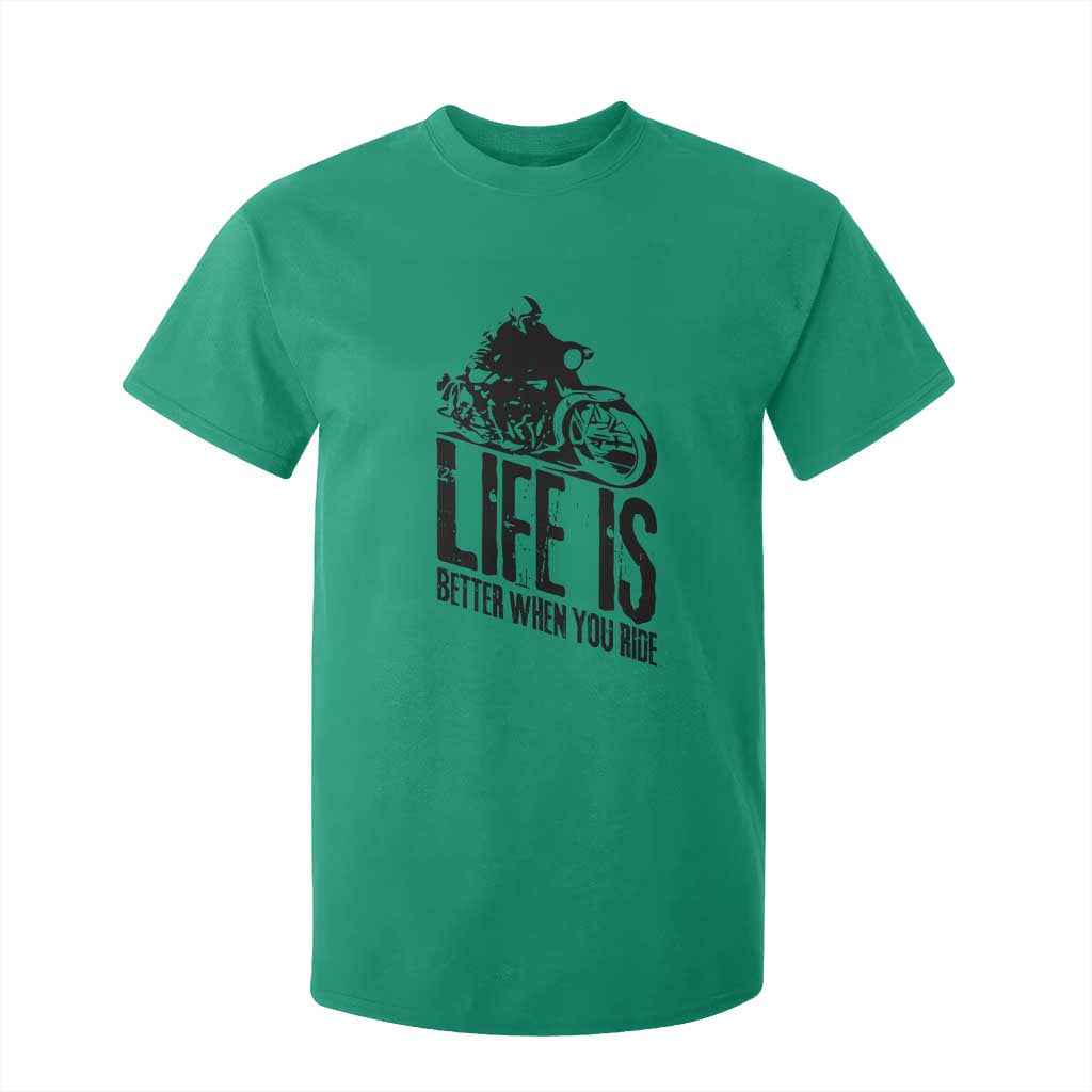 Funny Motorcycle Biker T Shirt For Kid Life Is Better When You Ride TS14 Irish Green Print Your Wear