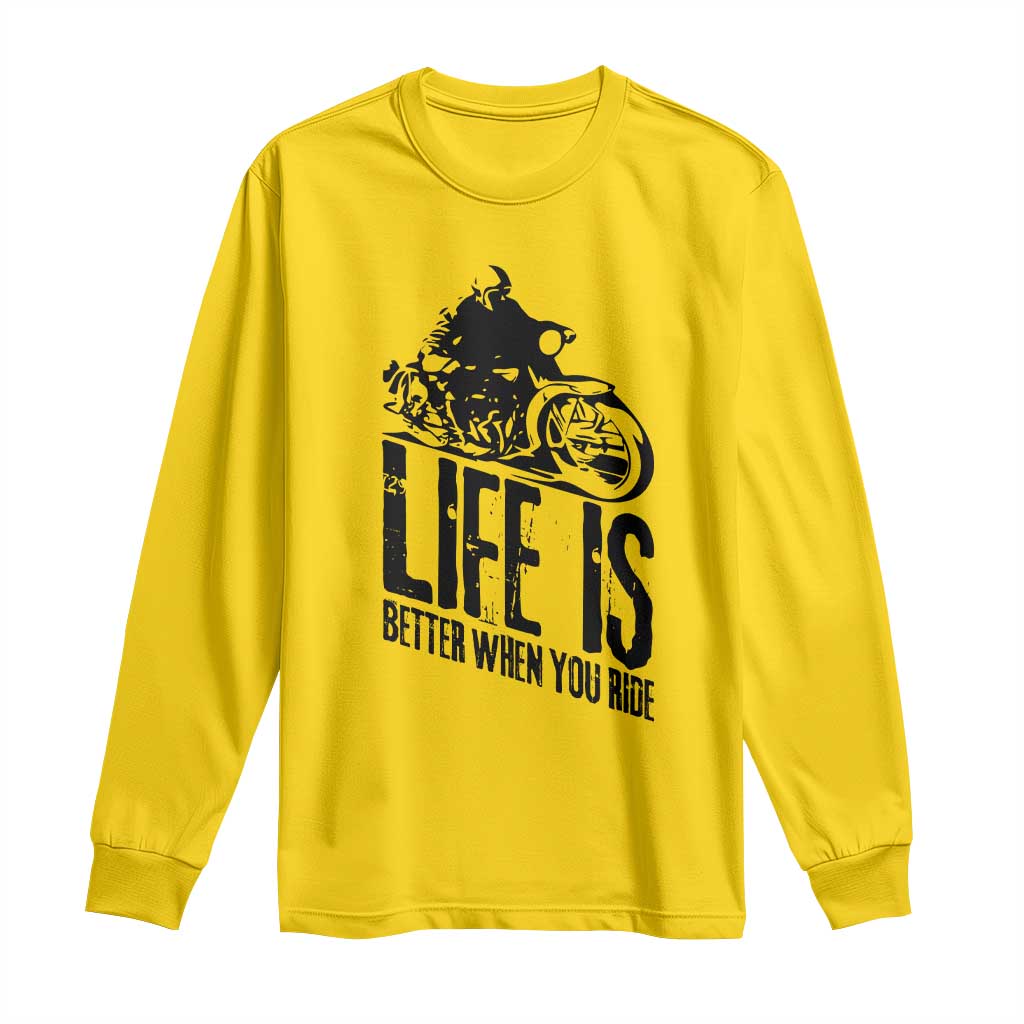 Funny Motorcycle Biker Long Sleeve Shirt Life Is Better When You Ride TS14 Daisy Print Your Wear