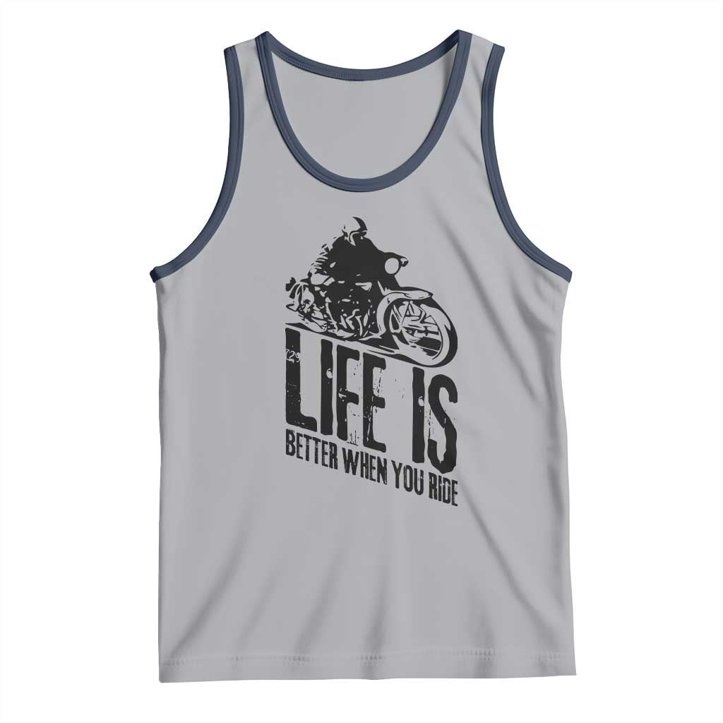 Funny Motorcycle Biker Tank Top Life Is Better When You Ride TS14 Athletic Heather Navy Print Your Wear