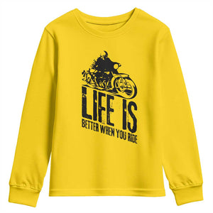 Funny Motorcycle Biker Youth Sweatshirt Life Is Better When You Ride TS14 Daisy Print Your Wear