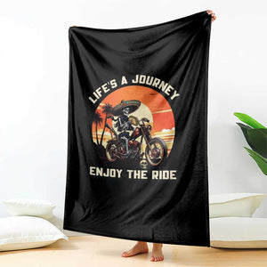 Funny Skeleton Mexican Motorcycle Biker Throw Blanket Life Is A Journey Enjoy the Ride TS14 Print Your Wear
