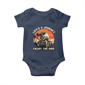 Funny Skeleton Mexican Motorcycle Biker Baby Onesie Life Is A Journey Enjoy the Ride TS14 Navy Print Your Wear