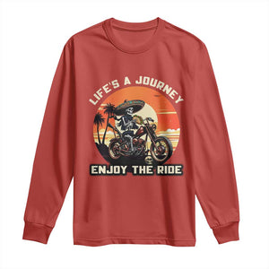 Funny Skeleton Mexican Motorcycle Biker Long Sleeve Shirt Life Is A Journey Enjoy the Ride TS14 Red Print Your Wear