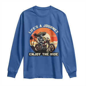 Funny Skeleton Mexican Motorcycle Biker Long Sleeve Shirt Life Is A Journey Enjoy the Ride TS14 Royal Blue Print Your Wear