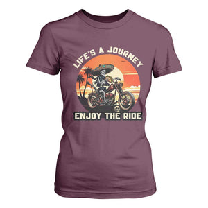 Funny Skeleton Mexican Motorcycle Biker T Shirt For Women Life Is A Journey Enjoy the Ride TS14 Maroon Print Your Wear