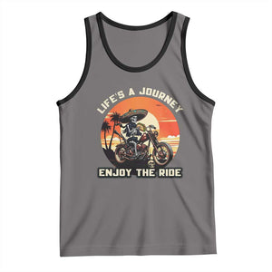 Funny Skeleton Mexican Motorcycle Biker Tank Top Life Is A Journey Enjoy the Ride TS14 Deep Heather Black Print Your Wear