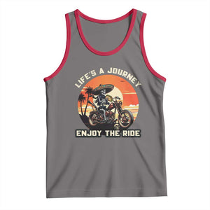 Funny Skeleton Mexican Motorcycle Biker Tank Top Life Is A Journey Enjoy the Ride TS14 Deep Heather Red Print Your Wear
