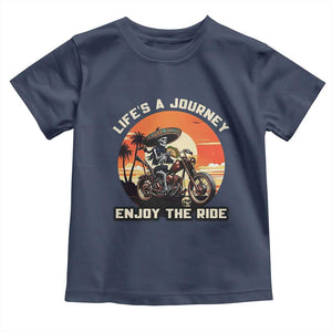Funny Skeleton Mexican Motorcycle Biker Toddler T Shirt Life Is A Journey Enjoy the Ride TS14 Navy Print Your Wear