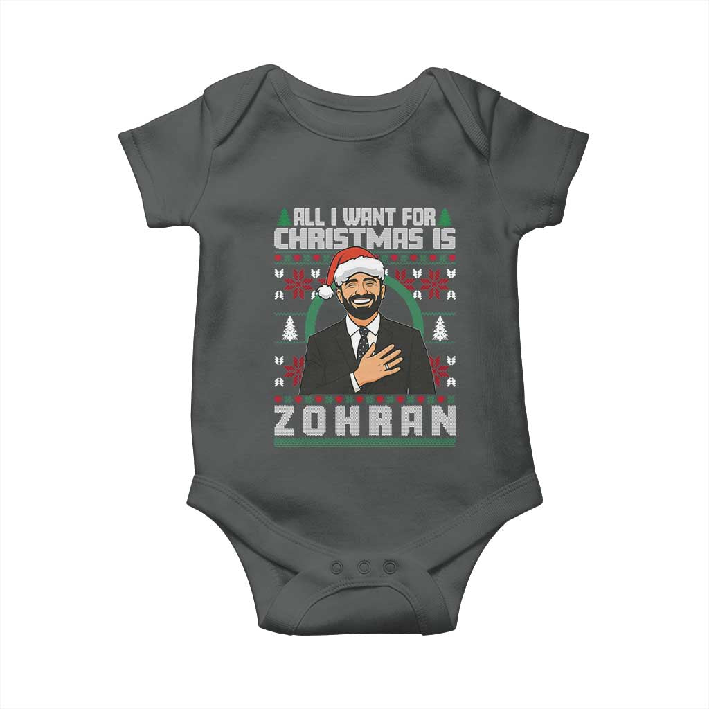 Zohran Mamdani Christmas Baby Onesie All I Want For Xmas Is New York City TS14 Dark Heather Print Your Wear