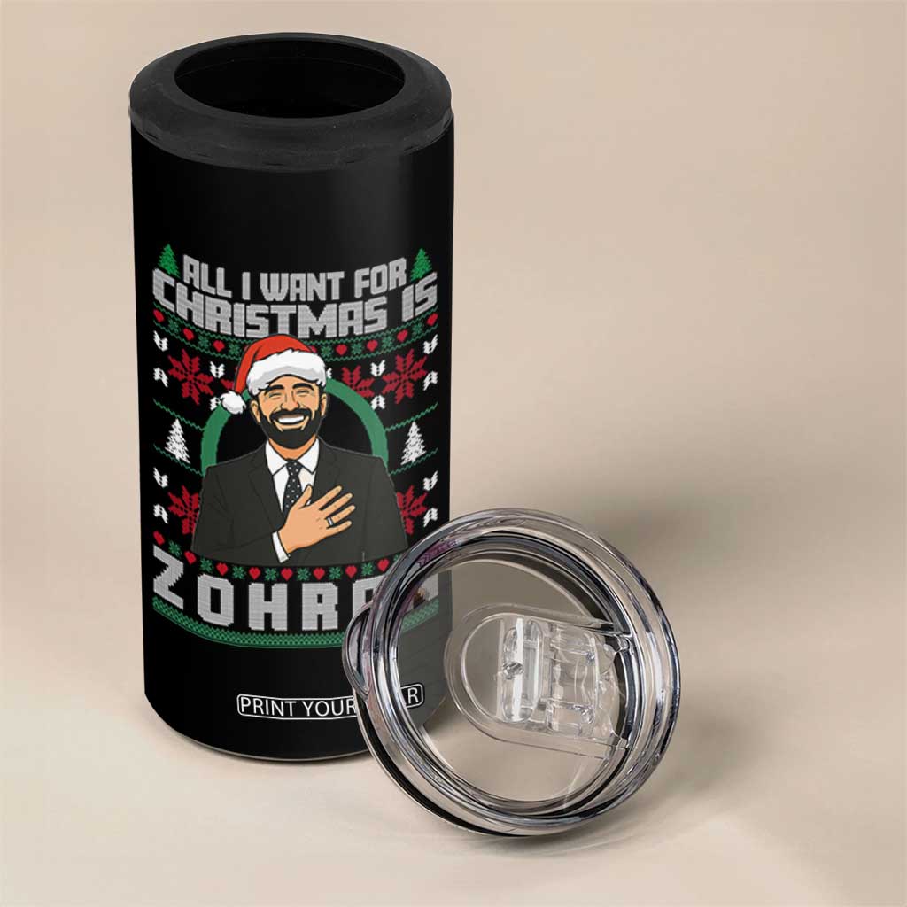 Zohran Mamdani Christmas 4 in 1 Can Cooler Tumbler All I Want For Xmas Is New York City - Print Your Wear