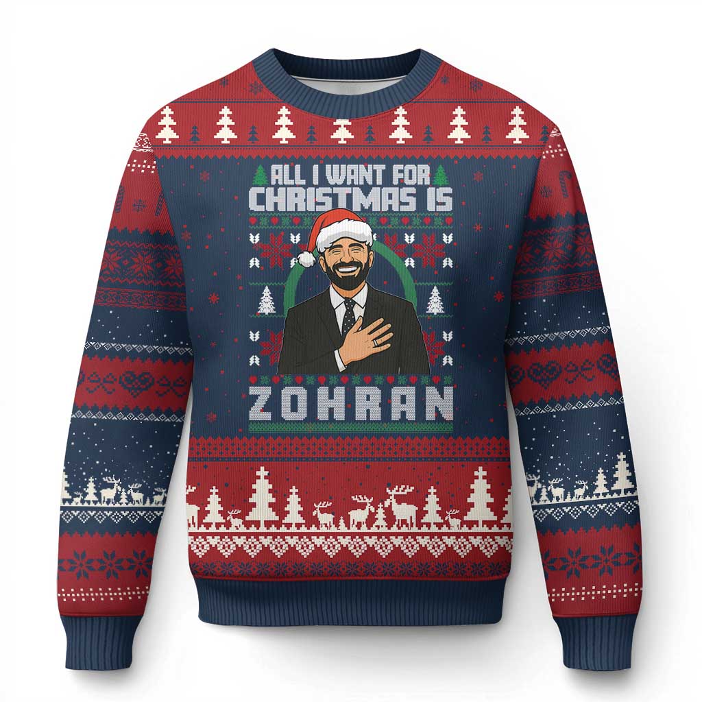 Zohran Mamdani Xmas Ugly Christmas Sweater All I Want For Xmas Is New York City TS14 Navy Red Print Your Wear