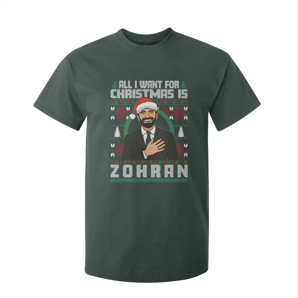 Zohran Mamdani Christmas T Shirt For Kid All I Want For Xmas Is New York City TS14 Dark Forest Green Print Your Wear