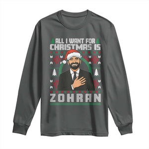 Zohran Mamdani Christmas Long Sleeve Shirt All I Want For Xmas Is New York City TS14 Dark Heather Print Your Wear