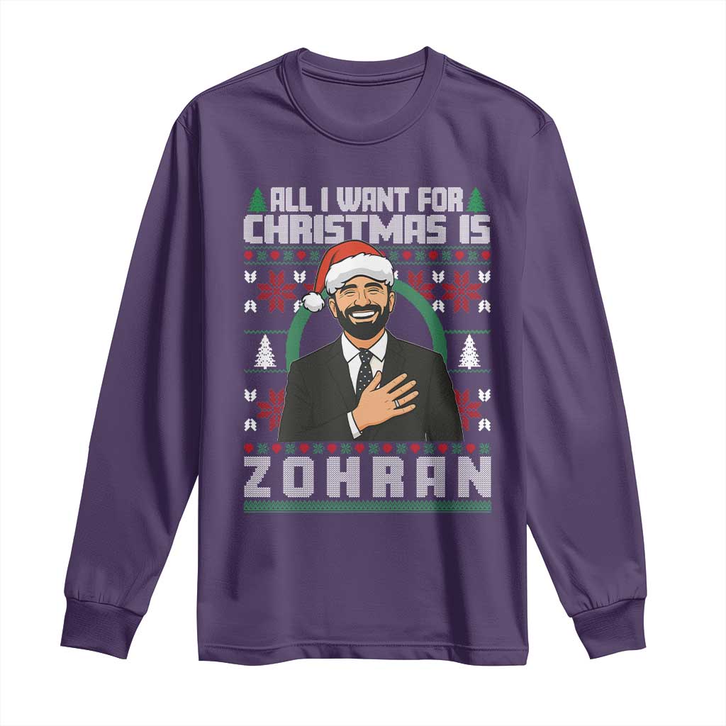 Zohran Mamdani Christmas Long Sleeve Shirt All I Want For Xmas Is New York City TS14 Purple Print Your Wear