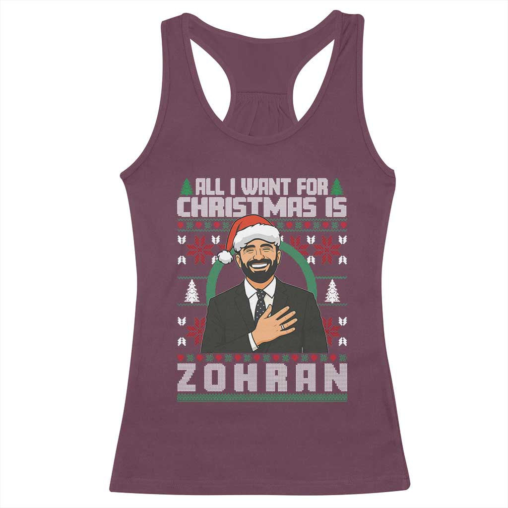 Zohran Mamdani Christmas Racerback Tank Top All I Want For Xmas Is New York City TS14 Maroon Print Your Wear