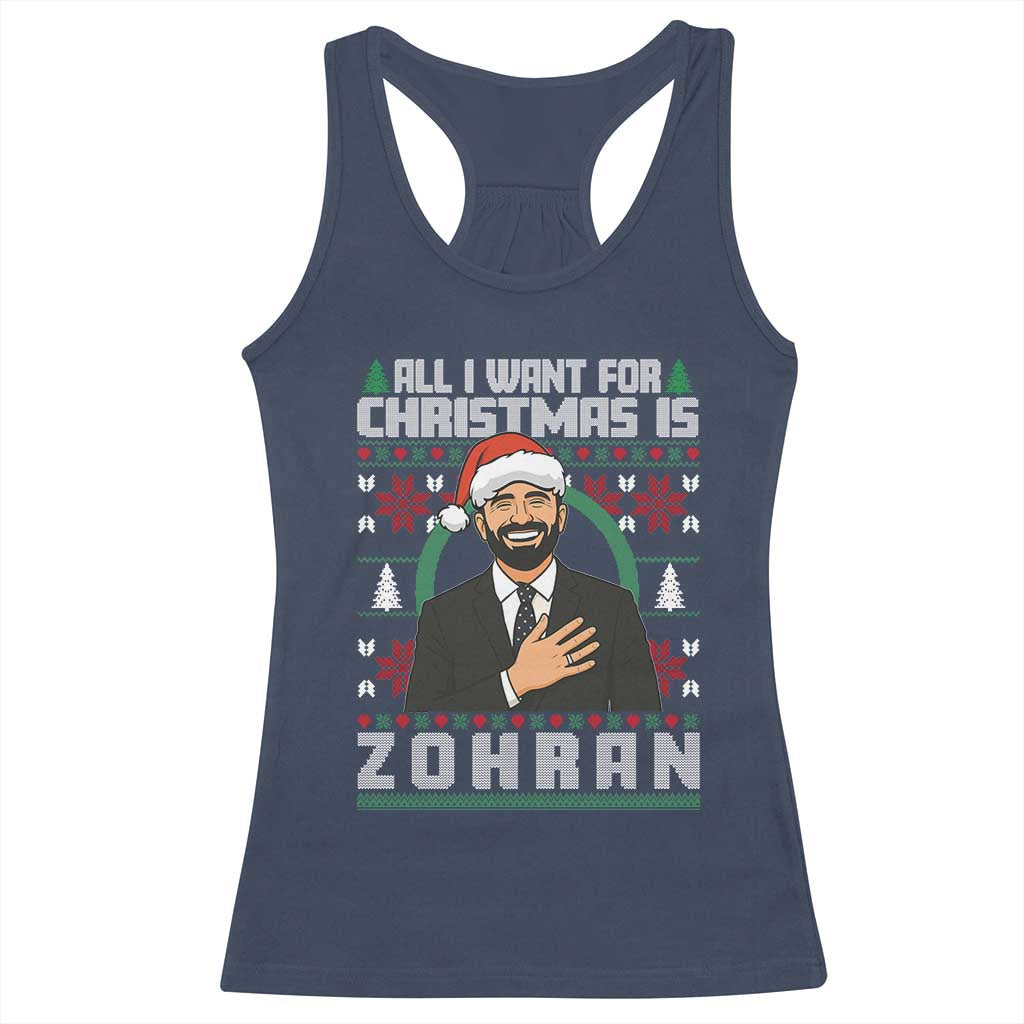 Zohran Mamdani Christmas Racerback Tank Top All I Want For Xmas Is New York City TS14 Navy Print Your Wear