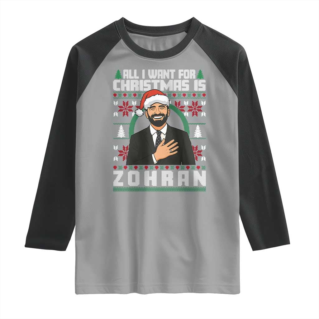 Zohran Mamdani Christmas Raglan Shirt All I Want For Xmas Is New York City TS14 Sport Gray Black Print Your Wear