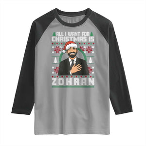 Zohran Mamdani Christmas Raglan Shirt All I Want For Xmas Is New York City TS14 Sport Gray Black Print Your Wear