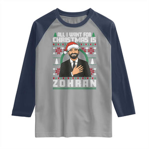 Zohran Mamdani Christmas Raglan Shirt All I Want For Xmas Is New York City TS14 Sport Gray Navy Print Your Wear