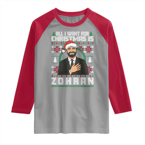 Zohran Mamdani Christmas Raglan Shirt All I Want For Xmas Is New York City TS14 Sport Gray Red Print Your Wear