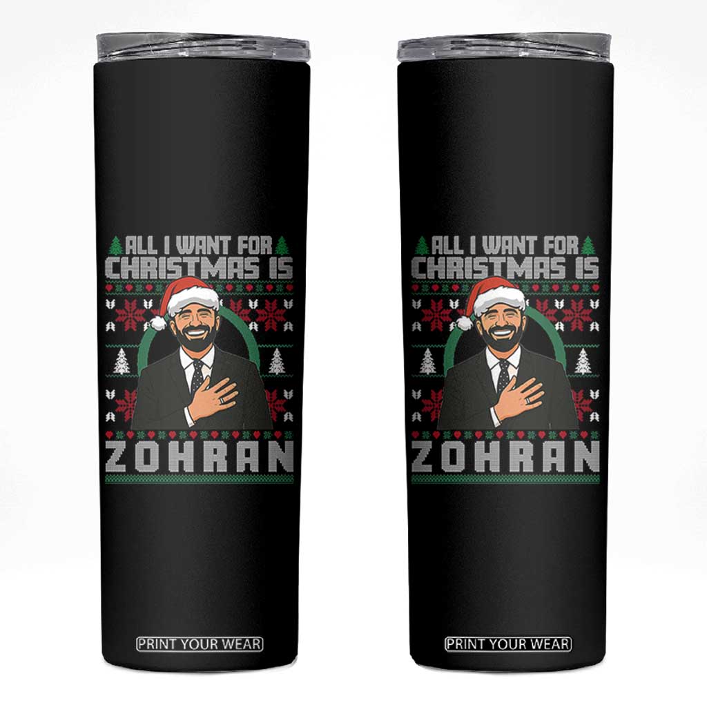 Zohran Mamdani Christmas Skinny Tumbler All I Want For Xmas Is New York City - Print Your Wear