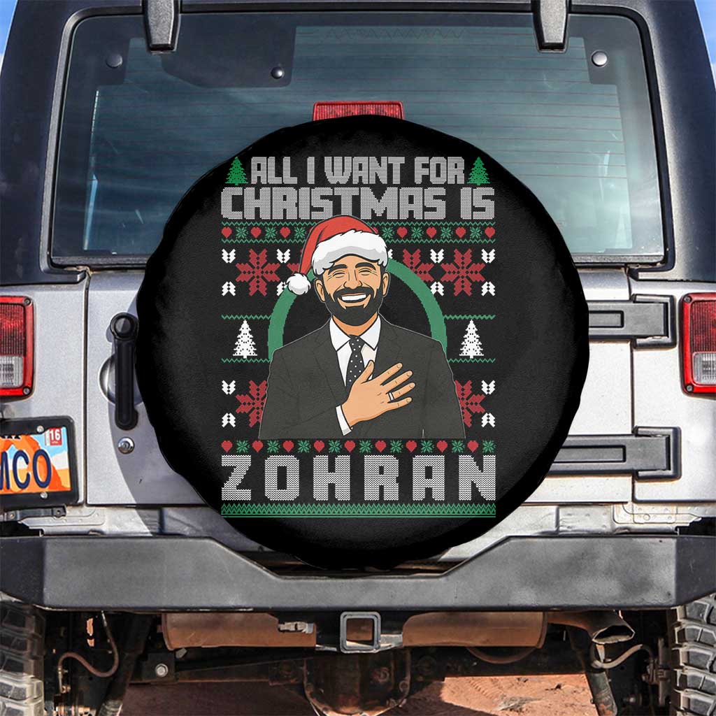 Zohran Mamdani Christmas Spare Tire Cover All I Want For Xmas Is New York City TS14 No hole Black Print Your Wear