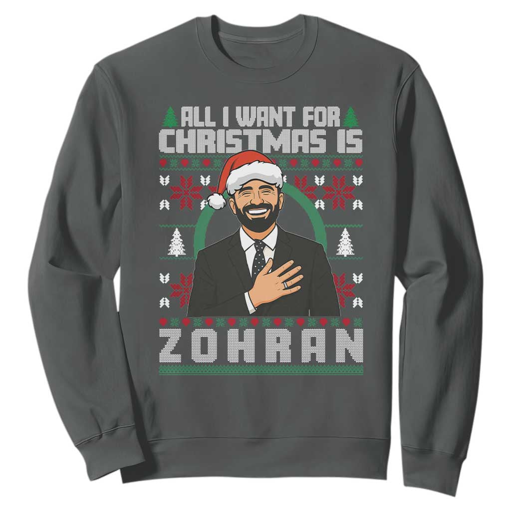 Zohran Mamdani Christmas Sweatshirt All I Want For Xmas Is New York City TS14 Dark Heather Print Your Wear