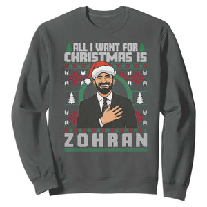 Zohran Mamdani Christmas Sweatshirt All I Want For Xmas Is New York City TS14 Dark Heather Print Your Wear
