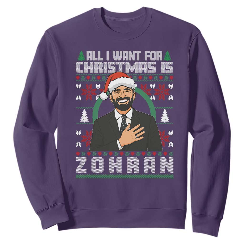 Zohran Mamdani Christmas Sweatshirt All I Want For Xmas Is New York City TS14 Purple Print Your Wear