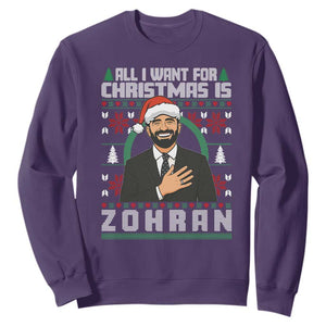 Zohran Mamdani Christmas Sweatshirt All I Want For Xmas Is New York City TS14 Purple Print Your Wear