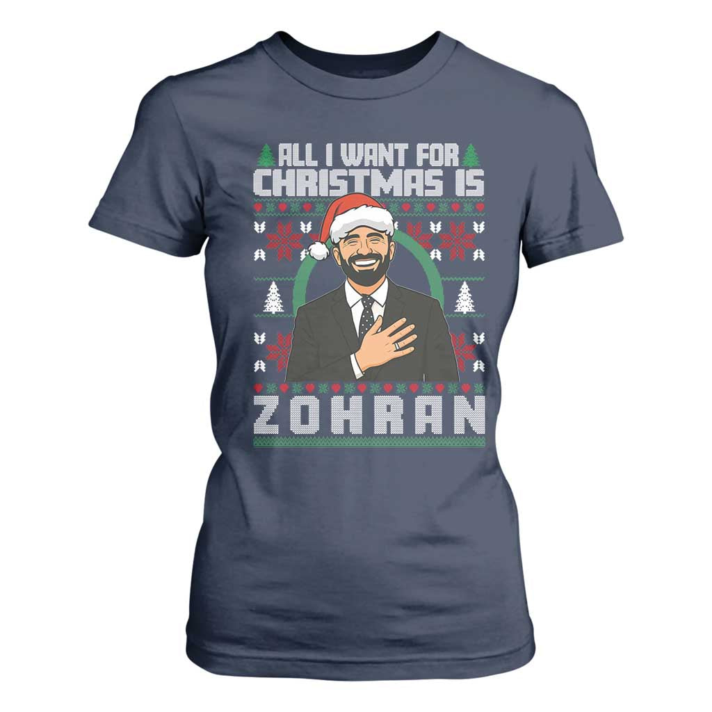 Zohran Mamdani Christmas T Shirt For Women All I Want For Xmas Is New York City TS14 Navy Print Your Wear