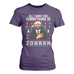 Zohran Mamdani Christmas T Shirt For Women All I Want For Xmas Is New York City TS14 Purple Print Your Wear