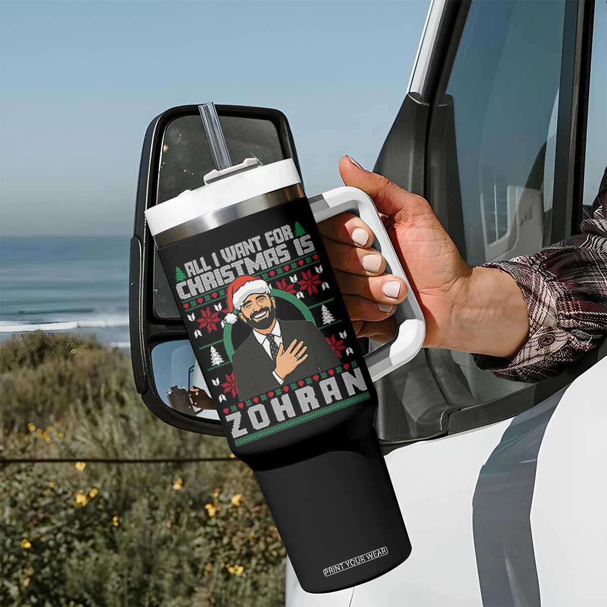 Zohran Mamdani Christmas Tumbler With Handle All I Want For Xmas Is New York City - Print Your Wear