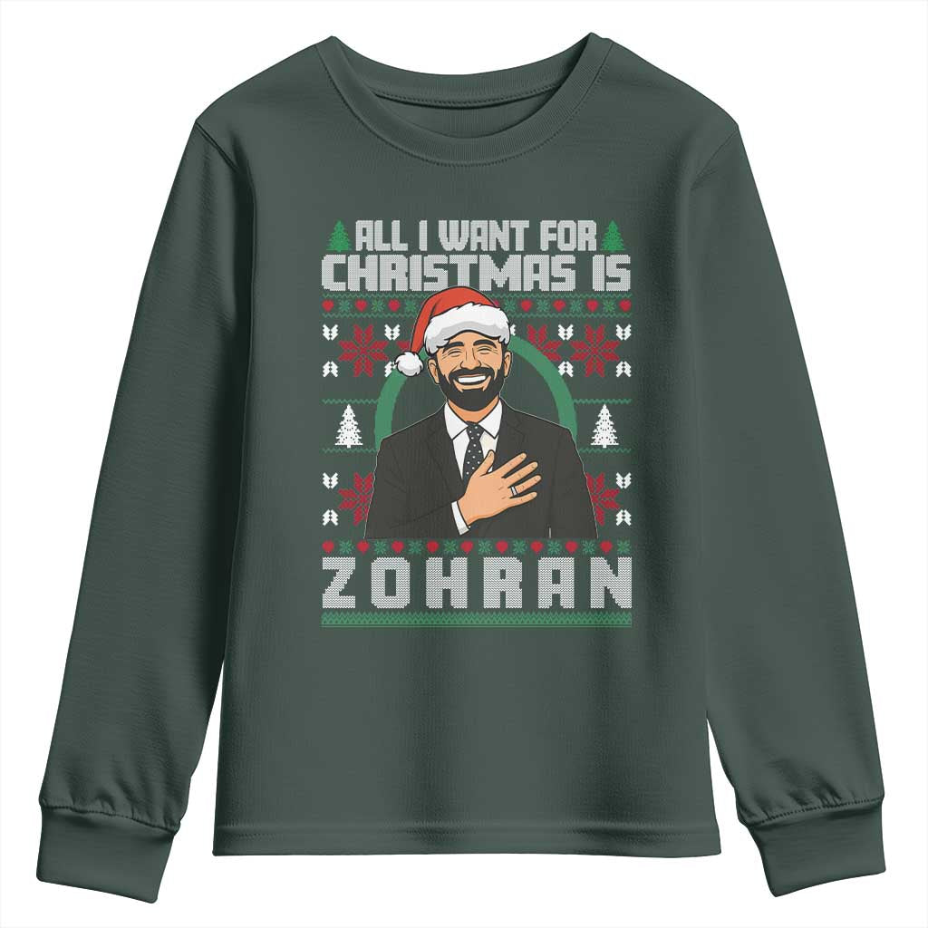 Zohran Mamdani Christmas Youth Sweatshirt All I Want For Xmas Is New York City TS14 Dark Forest Green Print Your Wear
