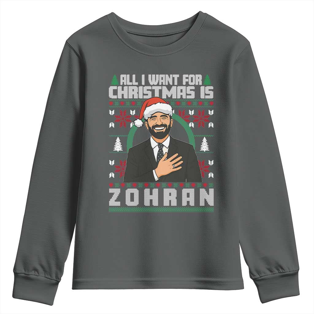 Zohran Mamdani Christmas Youth Sweatshirt All I Want For Xmas Is New York City TS14 Dark Heather Print Your Wear