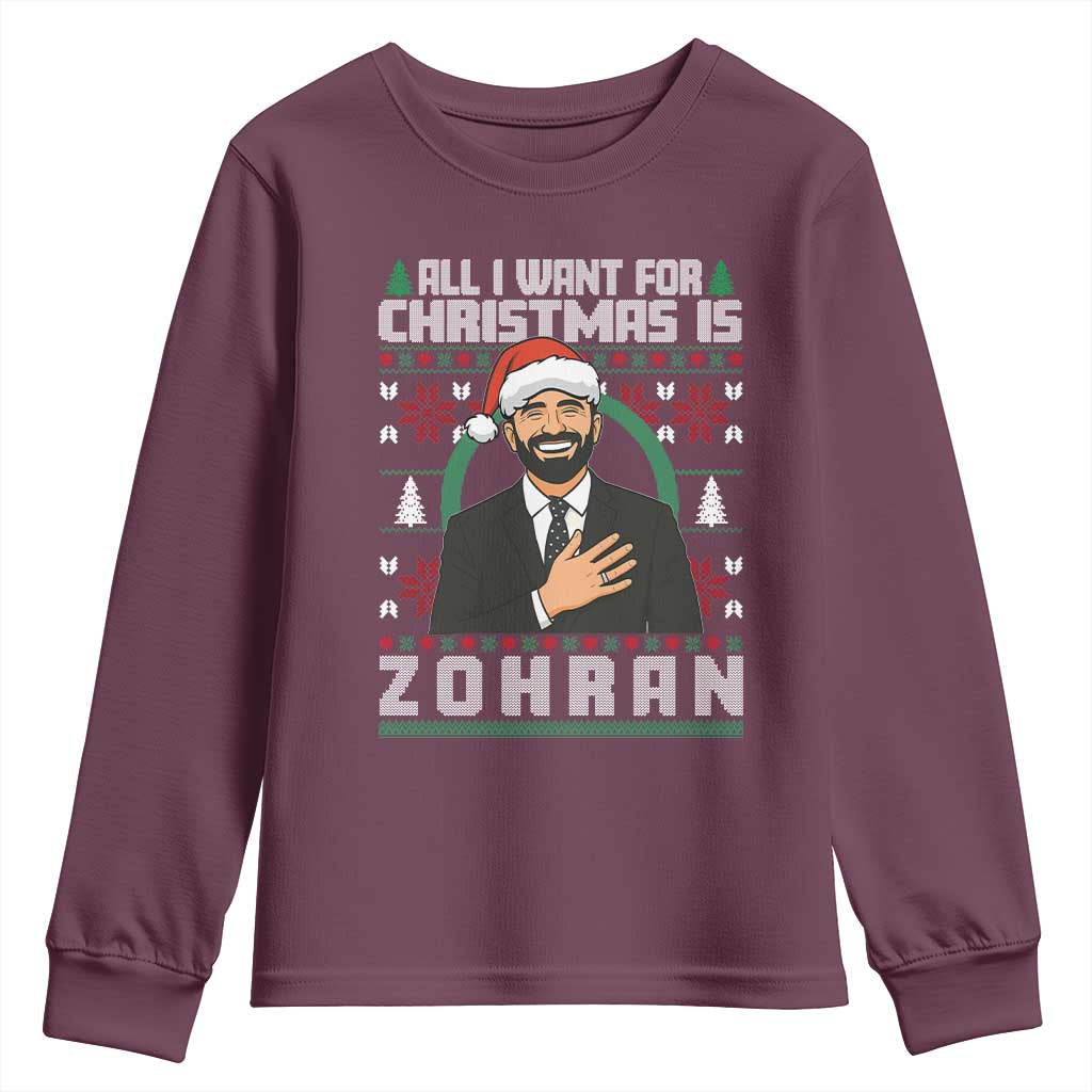 Zohran Mamdani Christmas Youth Sweatshirt All I Want For Xmas Is New York City TS14 Maroon Print Your Wear