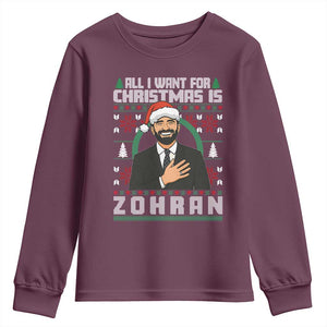 Zohran Mamdani Christmas Youth Sweatshirt All I Want For Xmas Is New York City TS14 Maroon Print Your Wear
